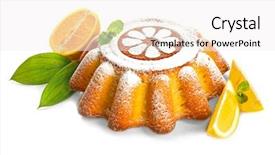  Presentation with banoffee pie cake on white - Cool new slides with delicious citrus cake with lemons backdrop and a white colored foreground