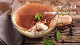  Presentation with tiramisu - Slide deck featuring delicious-coffee-tiramisu-with-biscuit background and a coral colored foreground