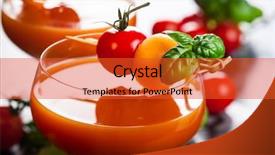  Presentation with melon - Colorful theme enhanced with delicious cold tomato-melon gazpacho soup backdrop and a red colored foreground