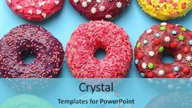  Presentation with donuts - Slides enhanced with delicious colorful donuts on color background and a light blue colored foreground