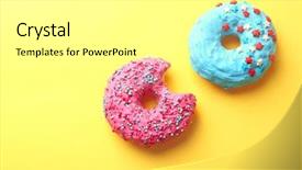  Presentation with donuts - Colorful theme enhanced with delicious colorful donuts on color backdrop and a  colored foreground