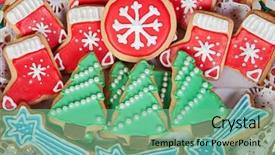  Presentation with delicious christmas cookies - Cool new presentation design with delicious cookies with christmas shapes backdrop and a seafoam green colored foreground