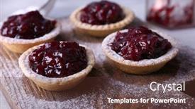  Presentation with powdered - PPT theme with delicious cookies with jam and powdered sugar on cutting board on wooden background background and a tawny brown colored foreground