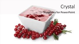  Presentation with sauce - Slide set consisting of delicious cranberry sauce in bowl background and a white colored foreground