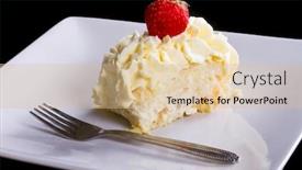  Presentation with dessert - Beautiful presentation theme featuring delicious cream cake dessert on the plate backdrop and a lemonade colored foreground