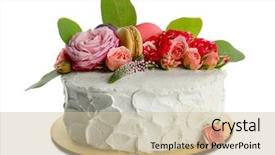  Presentation with food truck cake ice cream - PPT theme with delicious creamy cake with flowers background and a soft green colored foreground
