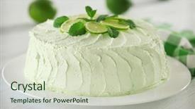  Presentation with lime - Cool new presentation theme with delicious creamy lime cake on wooden table closeup backdrop and a soft green colored foreground