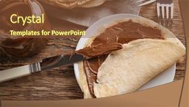  Presentation with sauce - PPT layouts consisting of delicious crepe with chocolate sauce background and a tawny brown colored foreground