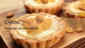  Presentation with almond - Slide set featuring delicious crispy tarts with almond background and a yellow colored foreground