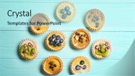  Presentation with berries - Cool new presentation theme with delicious crispy tarts with berries backdrop and a cool aqua colored foreground