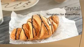  Presentation with syrup - Amazing presentation design having delicious-croissant-with-chocolate-syrup backdrop and a coral colored foreground