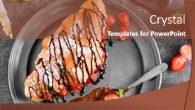  Presentation with syrup - PPT layouts enhanced with delicious-croissant-with-strawberries background and a red colored foreground