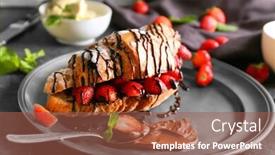  Presentation with syrup - Amazing slide deck having delicious-croissant-with-strawberries backdrop and a red colored foreground