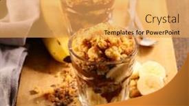  Presentation with banana - Theme enhanced with crumbling - delicious crumble banana and chocolate background and a yellow colored foreground