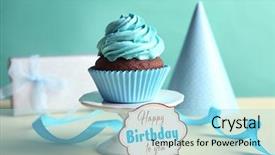  Presentation with happy birthday card - Audience pleasing PPT layouts consisting of delicious cupcake and greeting card backdrop and a light blue colored foreground