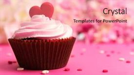  Presentation with cupcake - Theme having delicious cupcake for valentine day background and a coral colored foreground