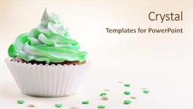 Presentation with beige art retro - Presentation theme having delicious cupcake on beige background background and a cream colored foreground