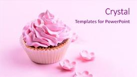  Presentation with fuschia pink - Slides with delicious cupcake on pink background background and a  colored foreground