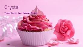  Presentation with cupcake - Amazing presentation design having delicious cupcake on pink background backdrop and a lemonade colored foreground