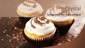  Presentation with cupcakes - Amazing slide deck having delicious cupcakes on table close-up backdrop and a coral colored foreground