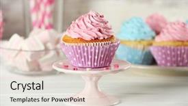  Presentation with cupcakes - Slides having delicious cupcakes on table background and a light gray colored foreground