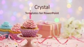  Presentation with light pink - Cool new slide deck with delicious cupcakes on table backdrop and a lemonade colored foreground