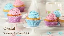  Presentation with cupcakes - Audience pleasing PPT layouts consisting of delicious cupcakes on table backdrop and a lemonade colored foreground