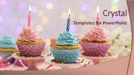  Presentation with light pink - Beautiful slide set featuring delicious cupcakes on table backdrop and a lemonade colored foreground
