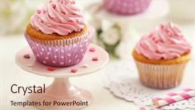  Presentation with cupcakes - Audience pleasing PPT theme consisting of delicious cupcakes on table close backdrop and a lemonade colored foreground