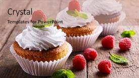  Presentation with muffins - Presentation theme with delicious cupcakes with berries background and a coral colored foreground