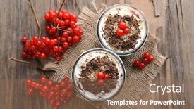  Presentation with dessert - Colorful presentation design enhanced with delicious-dessert-in-jars backdrop and a violet colored foreground