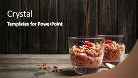  Presentation with goji - Slide set having delicious dessert with goji berries in glasses on wooden background background and a wine colored foreground