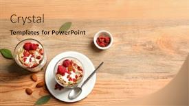  Presentation with goji - PPT layouts enhanced with delicious-dessert-with-goji-berries background and a coral colored foreground