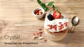  Presentation with goji - Slide deck with delicious-dessert-with-goji-berries background and a coral colored foreground