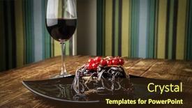  Presentation with dinner - Colorful PPT layouts enhanced with delicious dinner and a glass of good wine backdrop and a tawny brown colored foreground