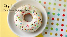  Presentation with colorful - Cool new slide deck with delicious donut on colorful background backdrop and a blonde colored foreground
