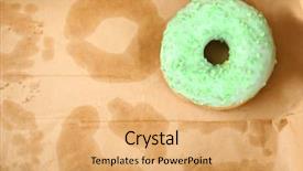  Presentation with mobile and paper - Colorful PPT theme enhanced with delicious donut on greasy paper backdrop and a yellow colored foreground