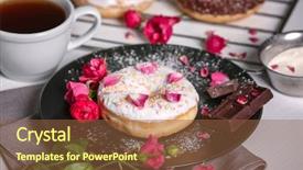  Presentation with coffee donuts - Amazing slides having delicious-donuts-flowers-and-cup backdrop and a tawny brown colored foreground
