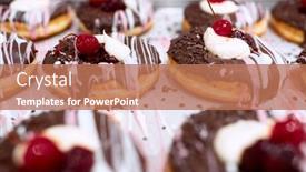  Presentation with donuts chocolate - Theme consisting of delicious-donuts-of-irresistible-appearance background and a coral colored foreground