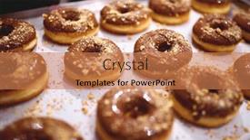  Presentation with donuts chocolate - Beautiful PPT theme featuring delicious-donuts-of-irresistible-appearance backdrop and a coral colored foreground