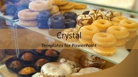  Presentation with donuts - Presentation enhanced with delicious donuts on store shelves background and a gold colored foreground
