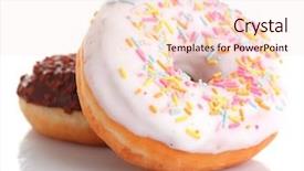  Presentation with donuts - Colorful slide deck enhanced with delicious donuts with icing isolated on white backdrop and a lemonade colored foreground