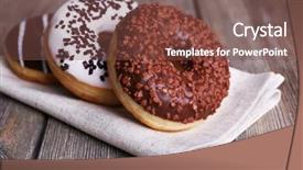  Presentation with donuts - Slides consisting of delicious donuts with icing on napkin on wooden background background and a tawny brown colored foreground