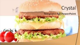  Presentation with vine - Colorful theme enhanced with delicious double cheeseburger cherry tomato on a vine backdrop and a coral colored foreground