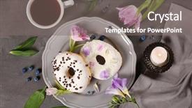 Presentation with cup coffee - Theme with delicious-doughnuts-cup-of-coffee background and a gray colored foreground