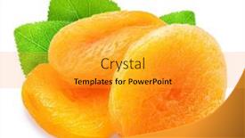  Presentation with apricot - PPT theme featuring delicious-dried-apricots-and-green background and a gold colored foreground