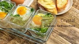  Presentation with baking - PPT layouts enhanced with delicious-eggs-florentine-in-glass background and a yellow colored foreground