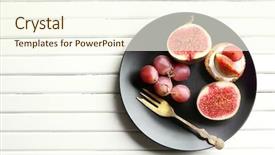  Presentation with grape - Cool new slide deck with delicious-fig-tart-with-grape backdrop and a cream colored foreground