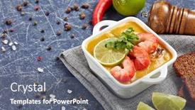  Presentation with healthy soup - Amazing PPT layouts having delicious-fish-cream-soup backdrop and a gray colored foreground