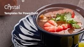  Presentation with healthy soup - Amazing theme having delicious-fish-soup-with-shrimps backdrop and a tawny brown colored foreground